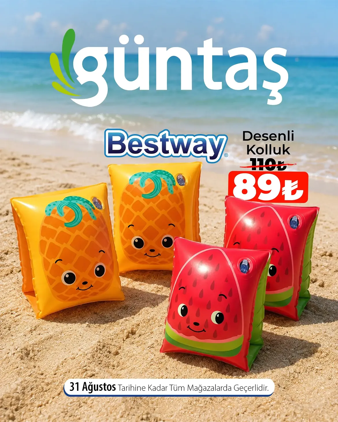Güntaş AVM Bestway desenli kolluk indirim kampanyası sosyal medya tasarımı