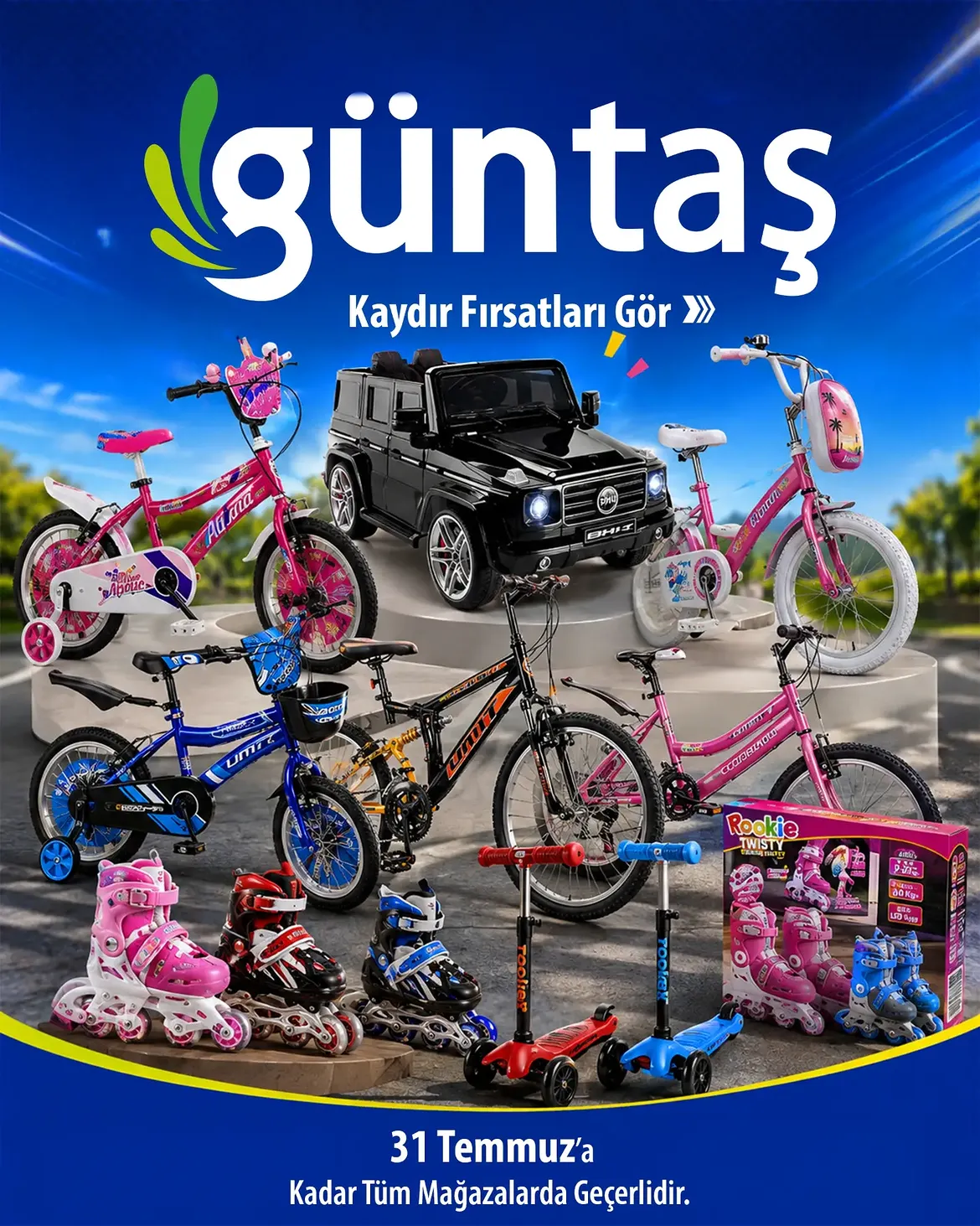 Güntaş AVM bisiklet ve oyuncak ürünleri kampanyası Instagram tasarımı