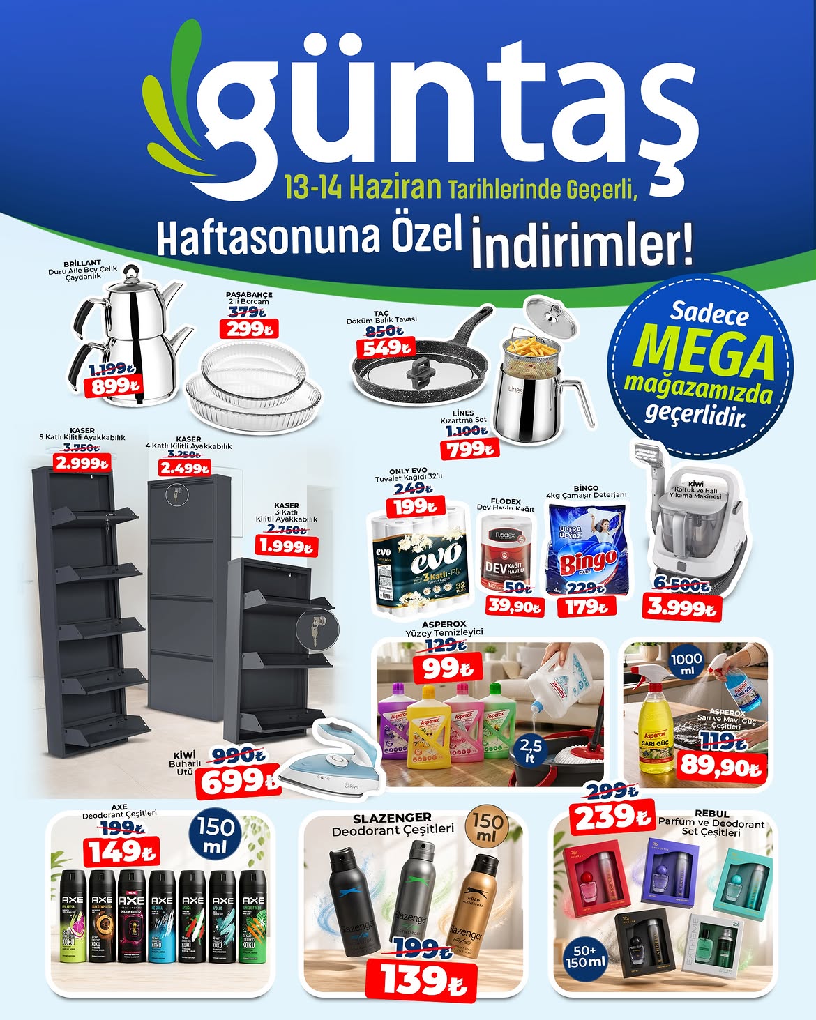 Güntaş AVM hafta sonu özel indirimleri katalog ve Instagram tasarımı