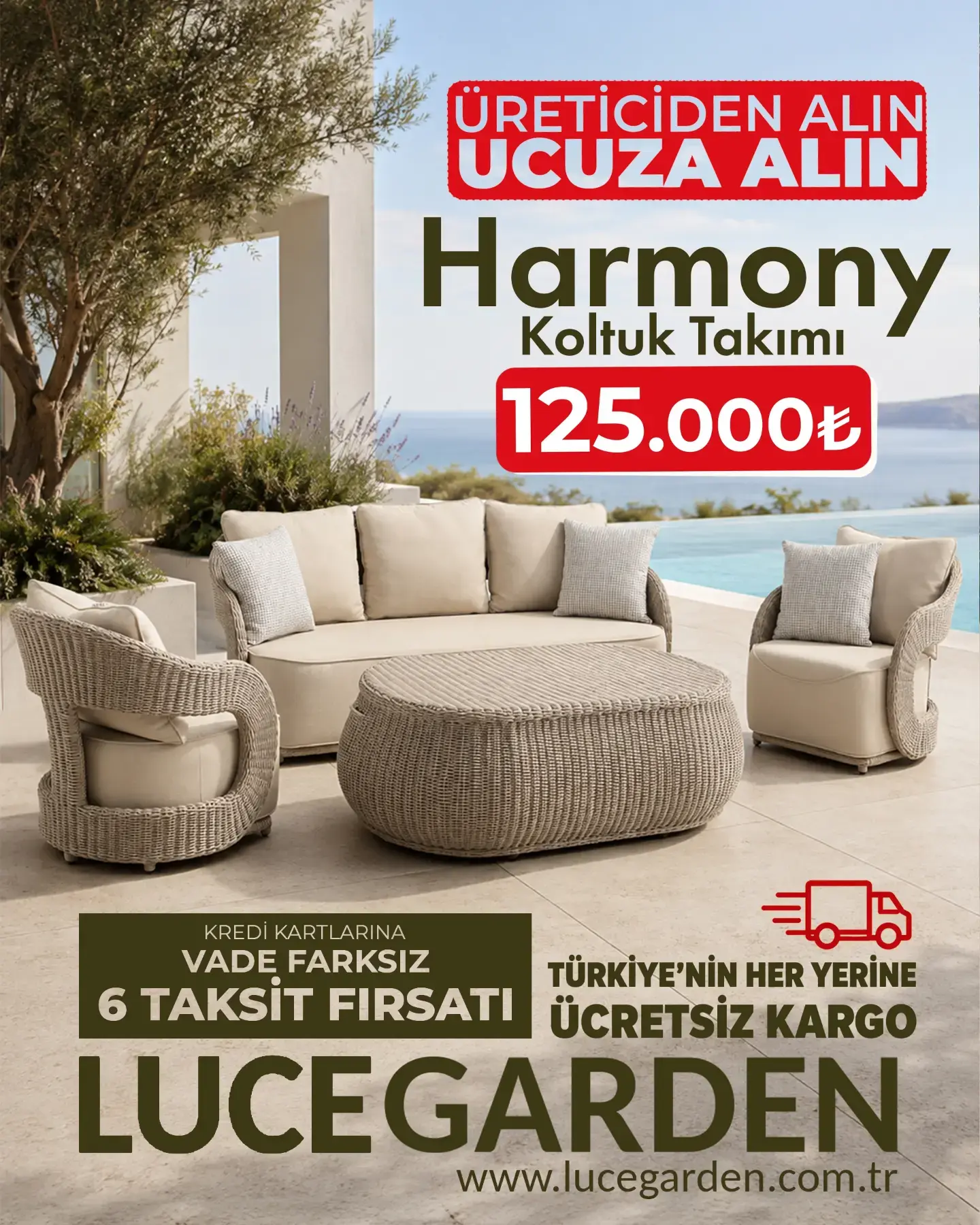 Luce Garden Harmony koltuk takımı kampanya post tasarımı