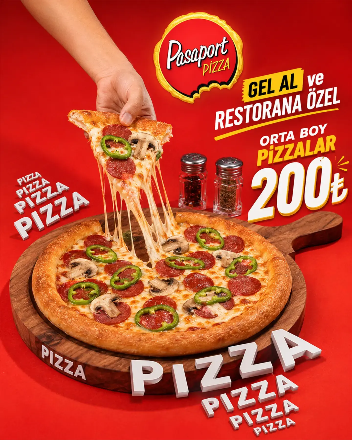 Pasaport Pizza restoran kampanya post tasarımı