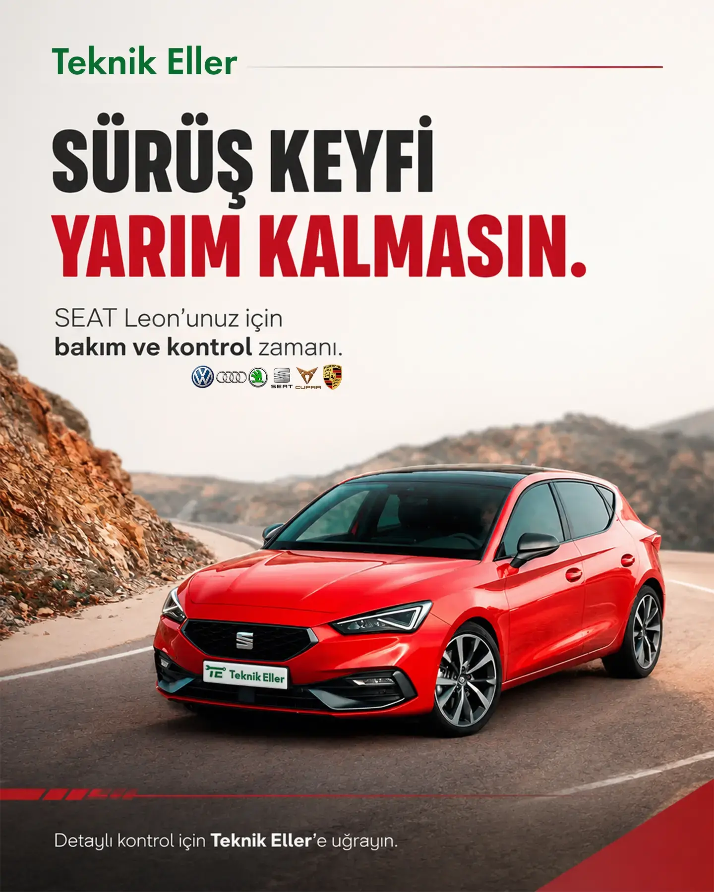 Teknik Eller araç bakım kampanyası post tasarımı