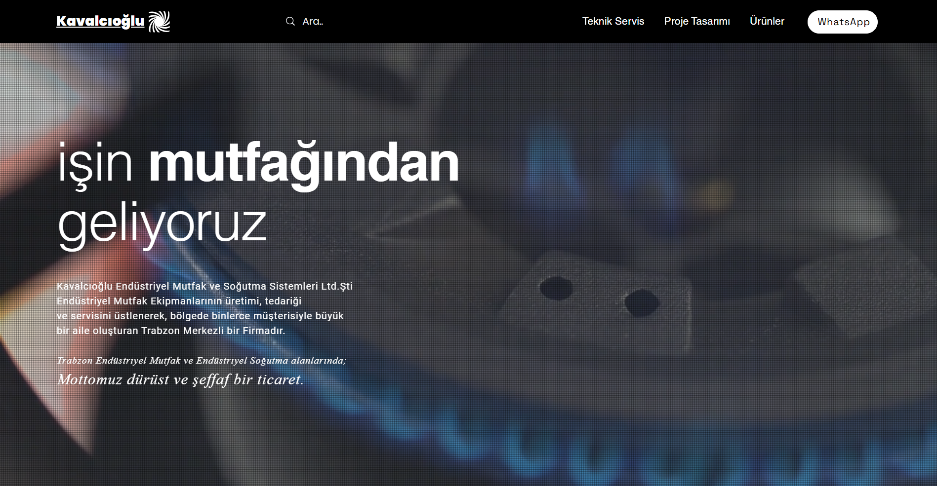 Kavalcıoğlu endüstriyel mutfak web sitesi ana sayfa tasarımı